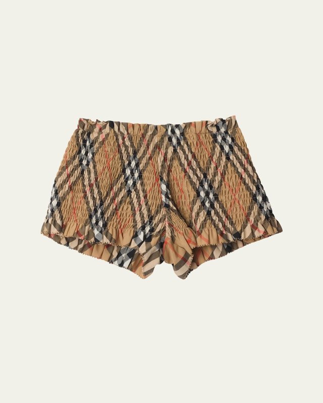 Girl's Remy Smocked Check Shorts, Size 6M-2
